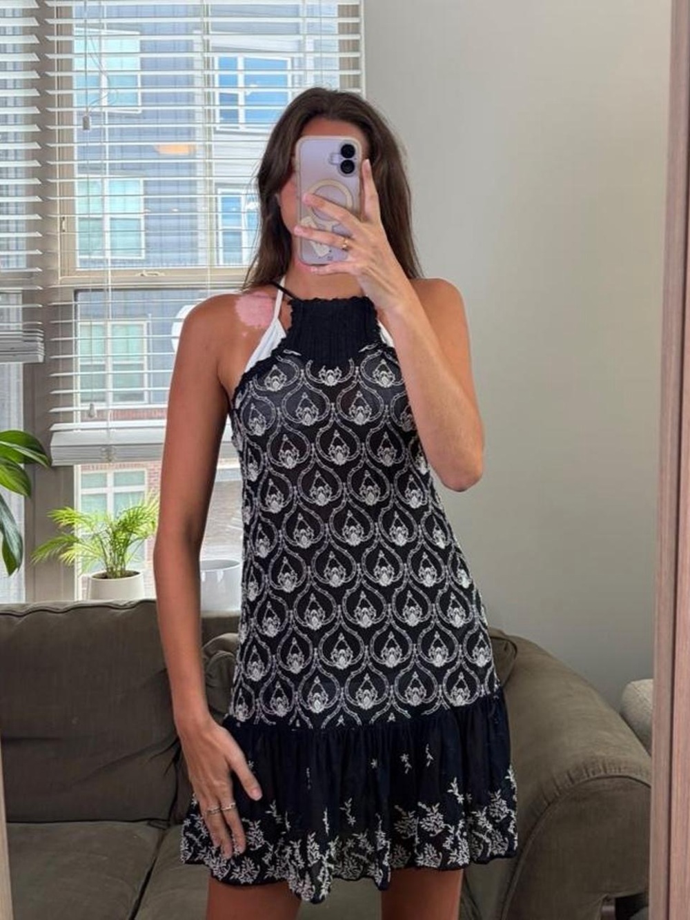 Anthropologie black sheer mini dress